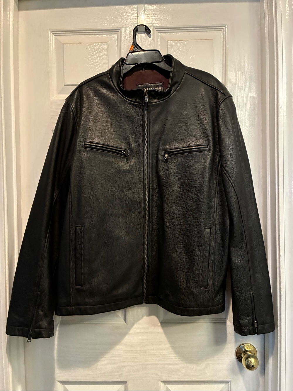 Sonoma Black Genuine Leather Bomber Jacket